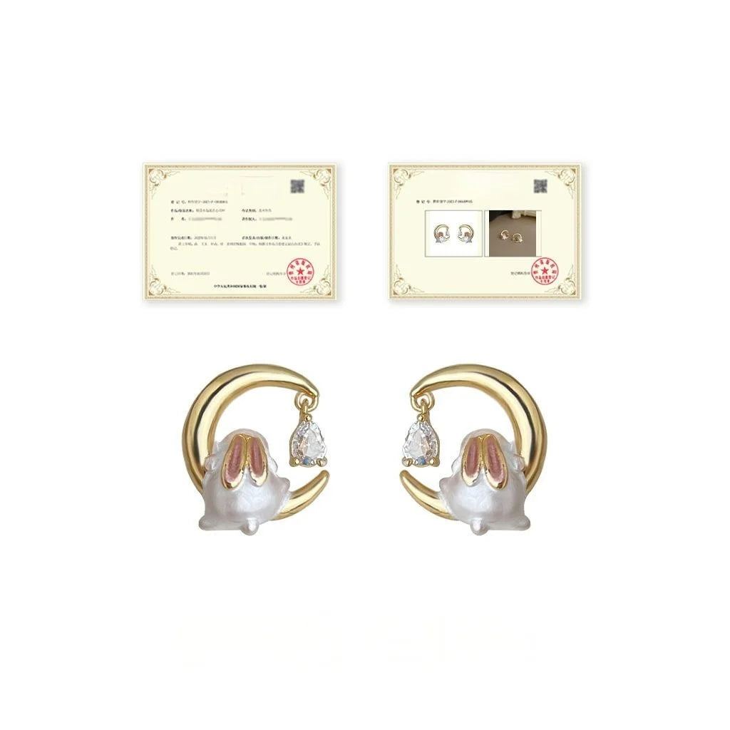 Original Design Rabbit Zircon Stud Earrings Copper High End Fashion Ear Jewelry