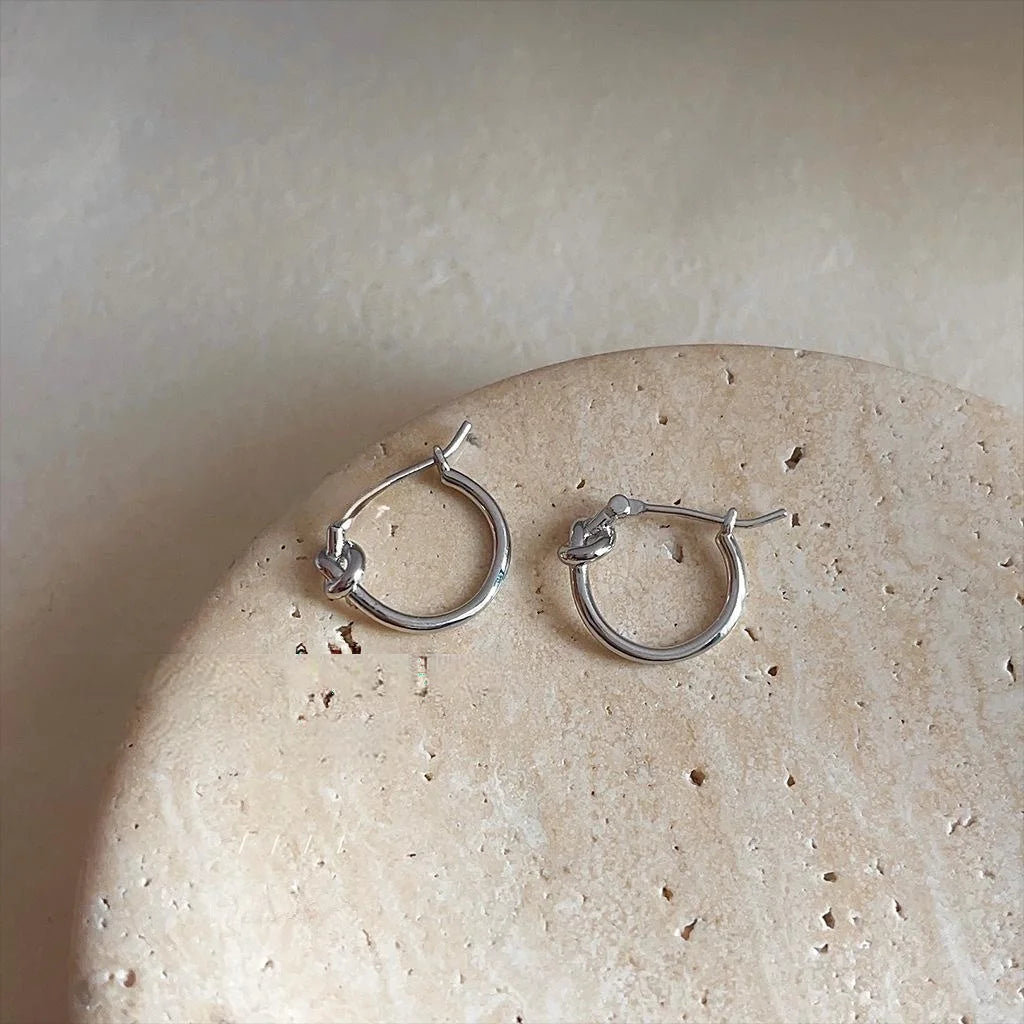 Sweet Cool Micro Pave Zircon Copper Stud Earrings Smooth Metal Geometric Hoop Minimalist Jewelry