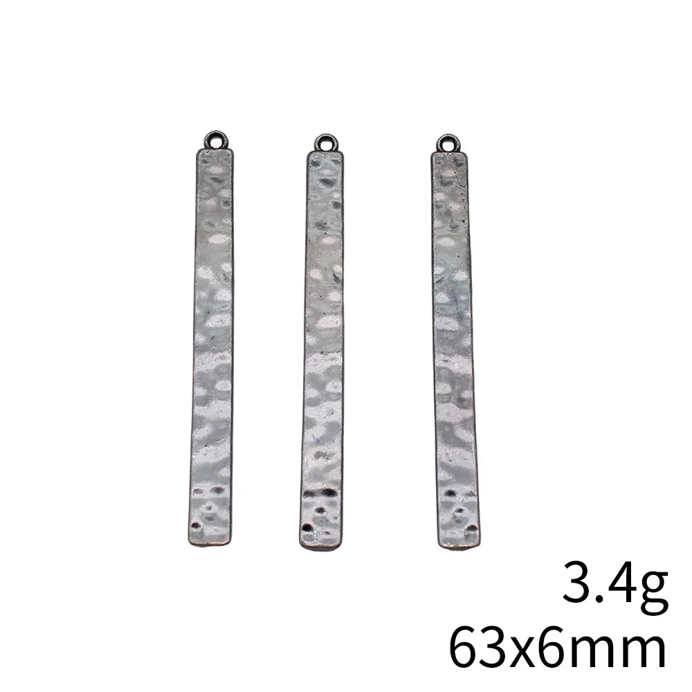 63x6mm 3.4g Multicolor Zinc Alloy Hammered Long Bar Wind Chime Pendant Findings for DIY Jewelry Making