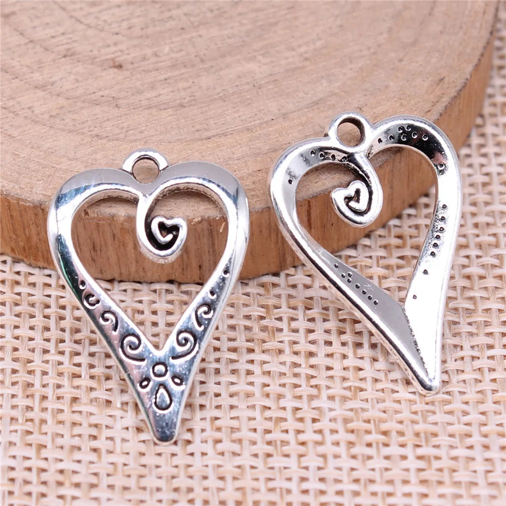 25x17mm 1.7g Antique silver tone zinc alloy Heart charm pendant for handmade necklace bracelet making