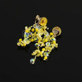 Elegant Yellow Flower Beaded Tassel Crystal Stud & Clip On No Piercing Long Dangle Earrings