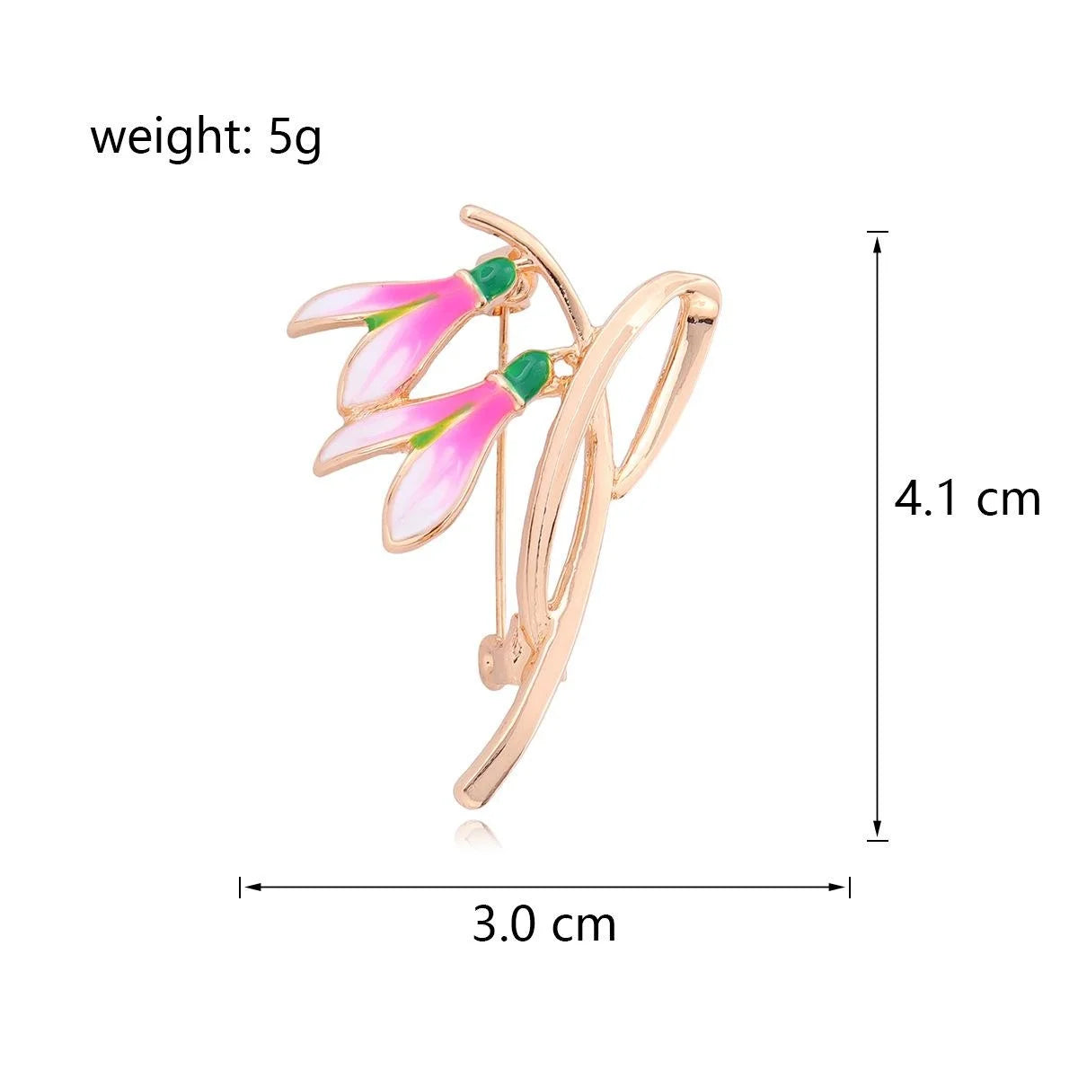 Elegant Pink Enamel Snowdrop Flower Brooch Rose Gold Alloy Floral Lapel Pin Corsage Suit Accessory Gift