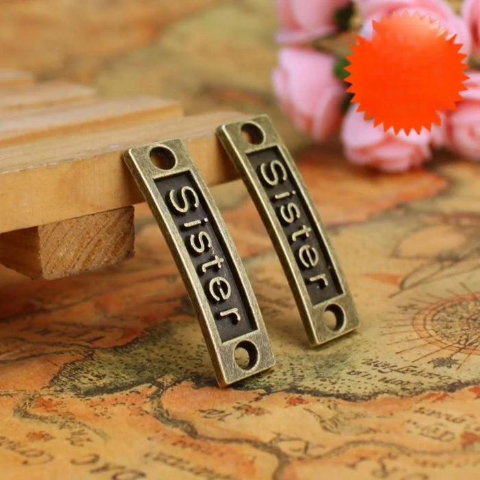 Antique Silver Zinc Alloy Letter Charm Pendant for DIY Necklace Bracelet Jewelry Making — 35×10mm