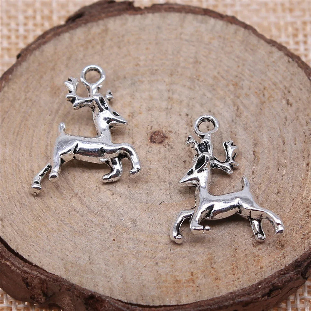 20x17mm 1.6g Antique Silver Zinc Alloy Christmas Deer Charm Pendant for DIY Holiday Jewelry Making
