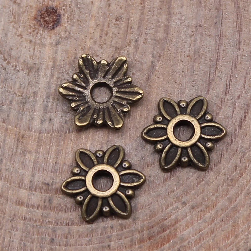 7x7mm 0.2g Multi Color Zinc Alloy Flower Bead Caps for DIY Handmade Bracelet Necklace Making