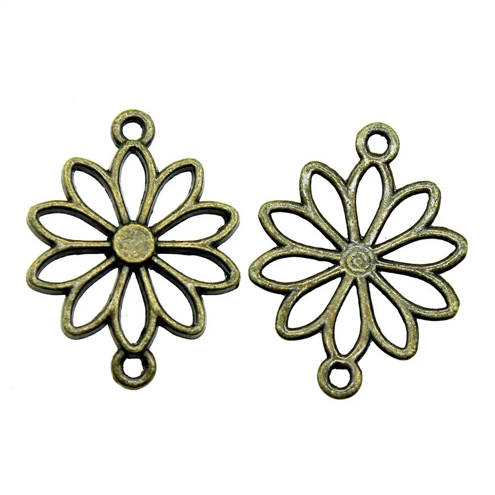 25x19mm 1.1g Multicolor Zinc Alloy Flower Connector Charm for DIY Bracelet Necklace Jewelry Making