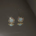 Micro Pave Heart Zircon Stud Earrings 14K Plated Sweet Cool Trendy Ear Jewelry