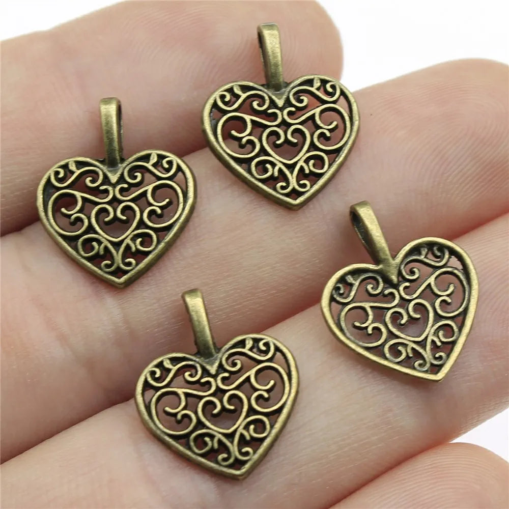 16x14mm 0.9g Multicolor Zinc Alloy Heart Charm Pendant for DIY Bracelet Necklace Jewelry Making