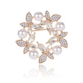 Vintage Butterfly Flower Pearl Wreath Brooch With Rhinestone Zircon Copper Lapel Pin For Women Suit Gift