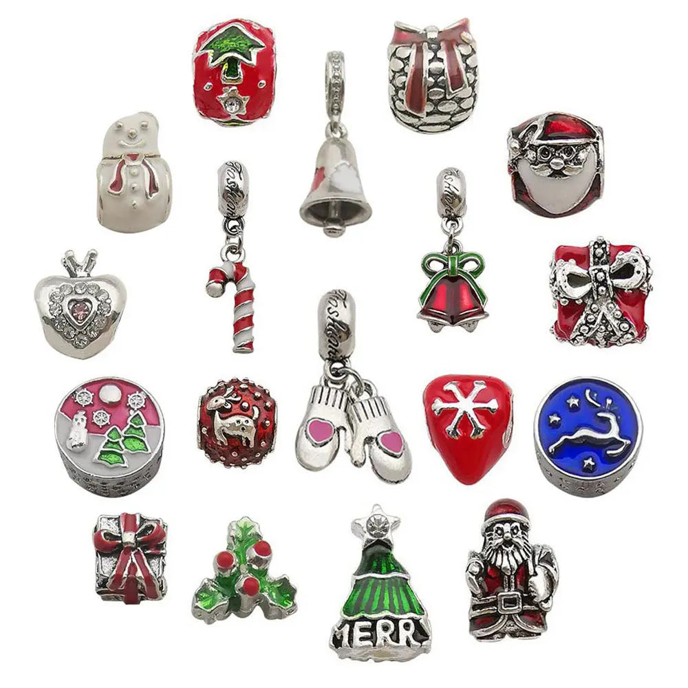 Zinc Alloy Christmas Snowflake Santa Claus Large Hole Beads for Bracelet DIY