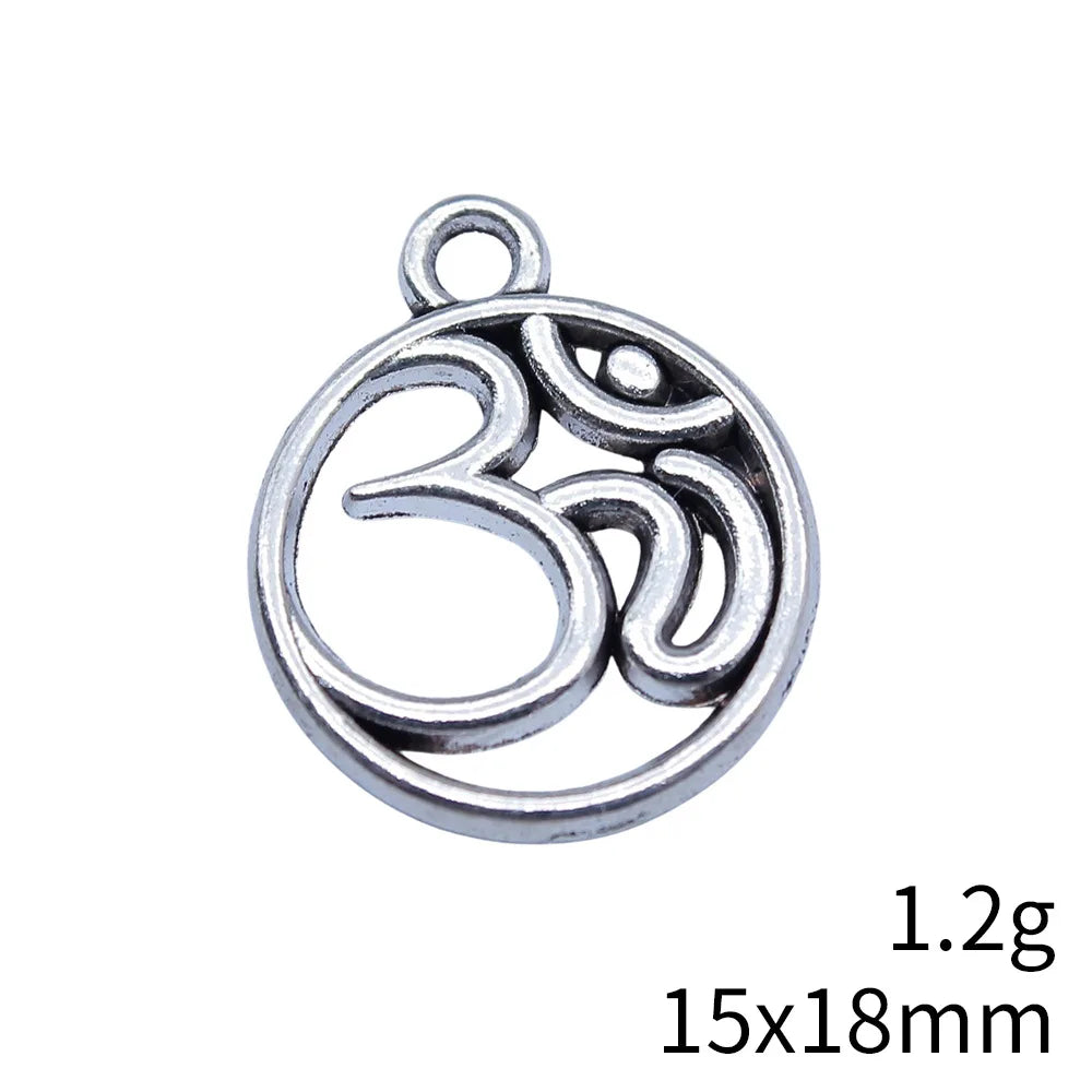 15x18mm 1.2g Antique Silver Tone Zinc Alloy OM Charm Pendant for DIY Necklace Bracelet Making