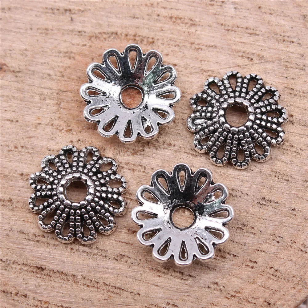 11x11x3mm 0.5g Multicolor Zinc Alloy Flower Bead Cap Spacer Findings for DIY Necklace Bracelet Making