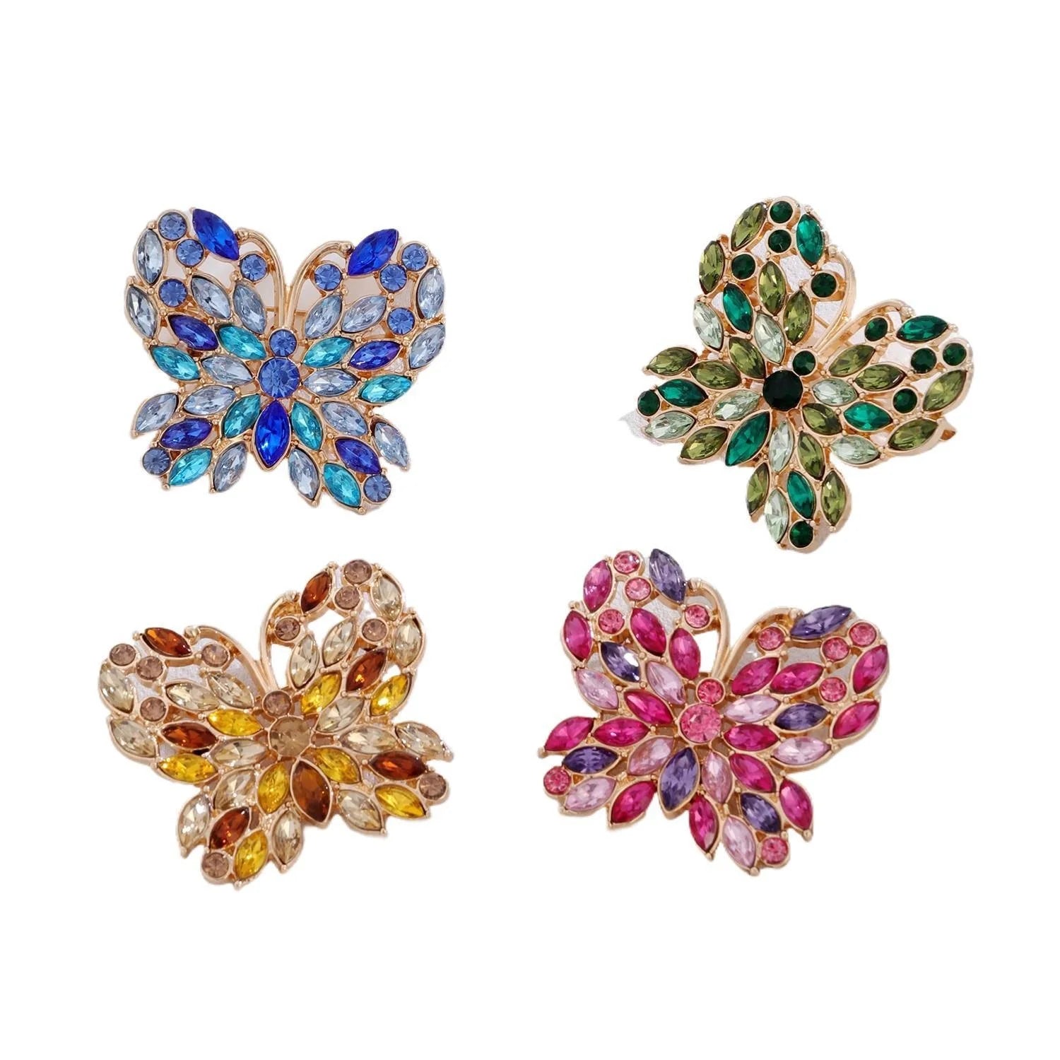 Luxury Rhinestone Butterfly Brooch For Women, Elegant Alloy Lapel Pin Corsage Coat Suit Accessory Gift