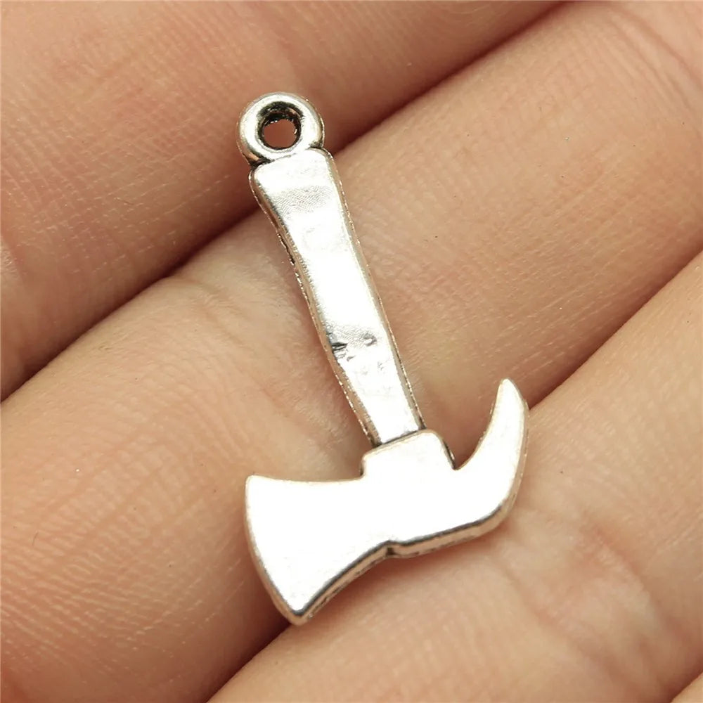 26x15mm 1.7g Antique Silver Zinc Alloy Axe Charm Pendant for DIY Tool Theme Jewelry Making
