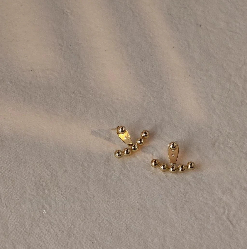 14K Gold Plated Copper Smile Drop Earrings For Women Geometric Round Back Hanging OL Jewelry