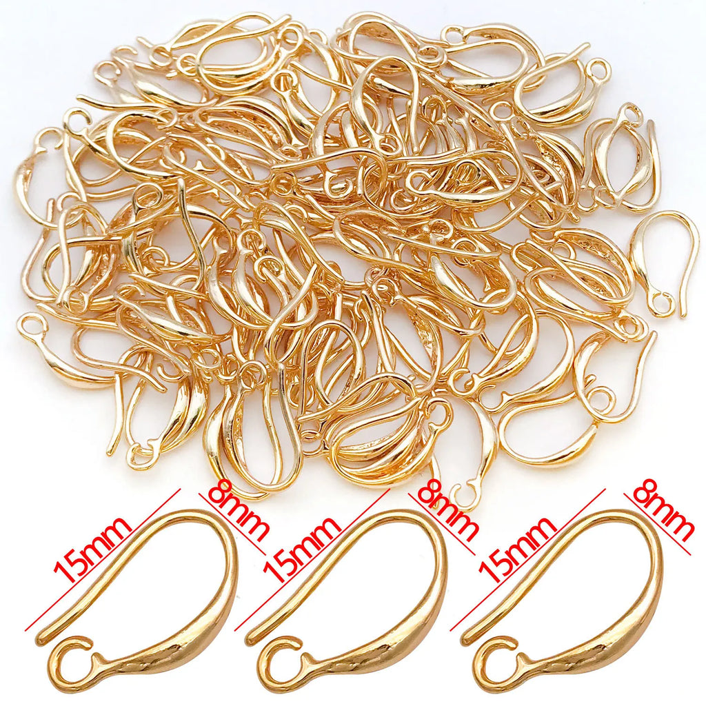 18K Gold Plated Copper Bead Cup Ear Hooks Earring Findings for DIY Tassel Earrings