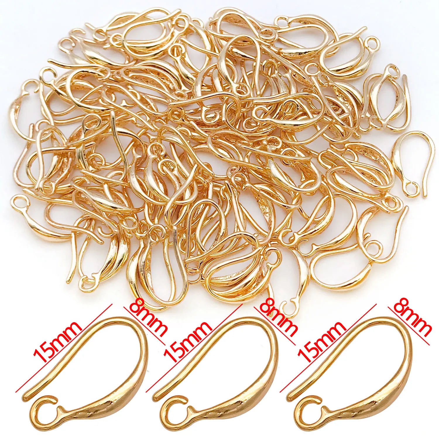 18K Gold Plated Copper Bead Cup Ear Hooks Earring Findings for DIY Tassel Earrings