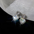 Light Luxury Heart Zircon Stud Earrings Silver Plated Copper Sparkling Elegant Jewelry