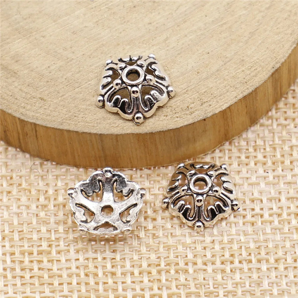 12mm 0.5g Antique Silver Zinc Alloy Flower Bead Cap Spacer Findings for DIY Jewelry Making
