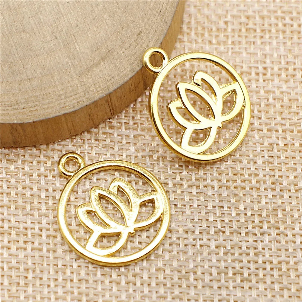 20x24mm 1.6g Multicolor Zinc Alloy Lotus Charm Pendant for DIY Necklace Bracelet Jewelry Making