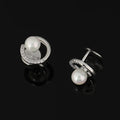 Elegant Geometric Pearl Hoop Stud & Clip On No Piercing Gold Alloy Rhinestone Korean Commuter Earrings