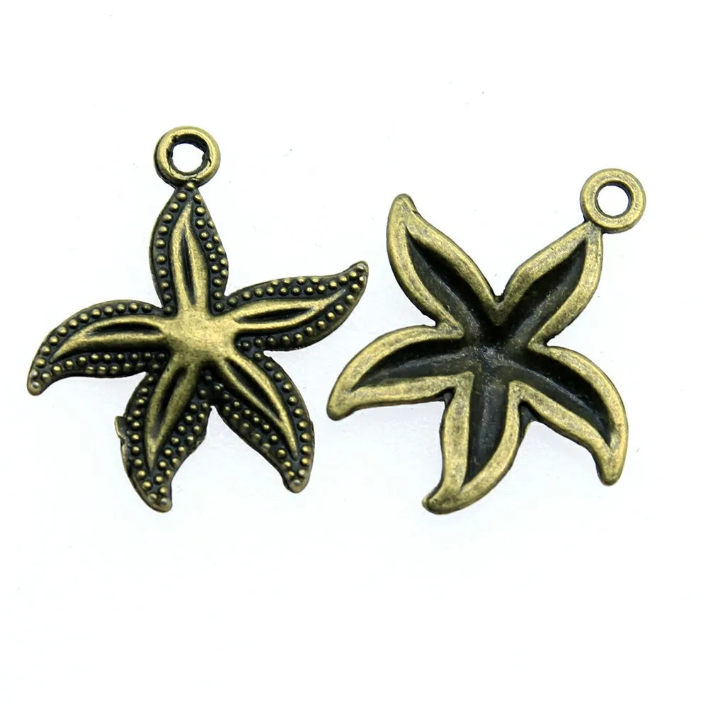 25x23mm 1.3g Multicolor Zinc Alloy Starfish Charm Pendant for DIY Ocean Theme Jewelry Making