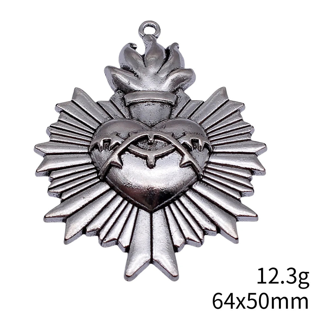 64x50mm 12.3g Antique Silver Zinc Alloy Gothic Heart Charm Pendant for DIY Necklace Jewelry Making