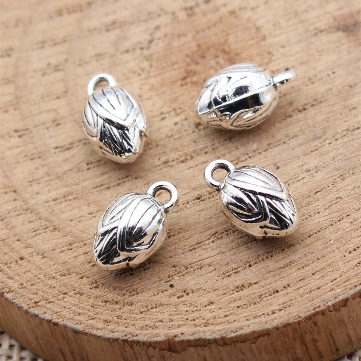 11x6.4x6.4mm 1.25g Antique Silver Zinc Alloy 3D Lotus Charm Pendant for Necklace Bracelet DIY Jewelry