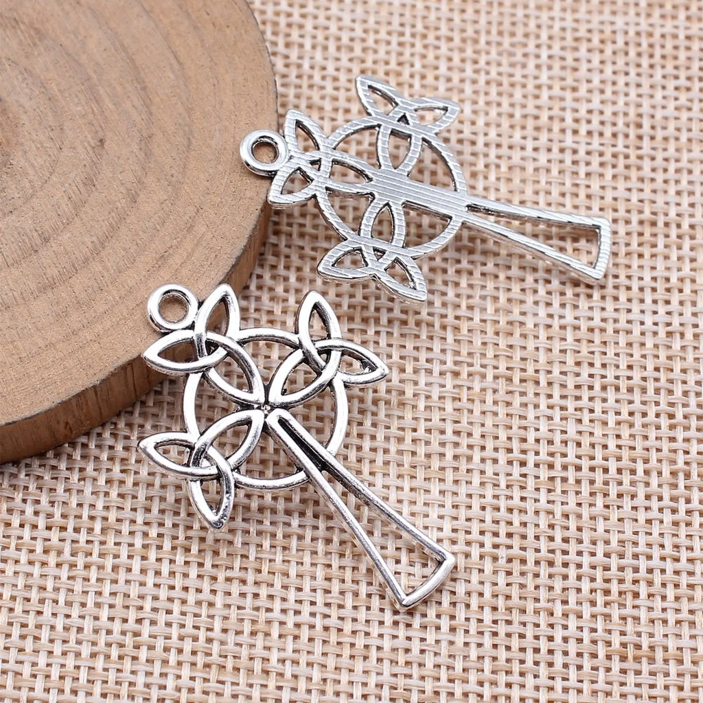 24x39mm 2.5g Antique Silver Zinc Alloy Celtic Knot Cross Charm Pendant for DIY Necklace Jewelry Making