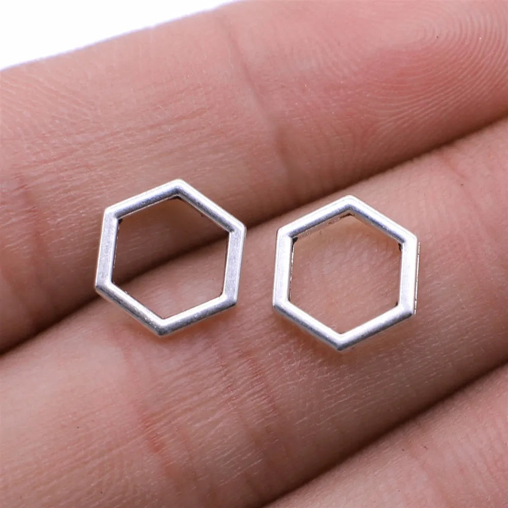 10x10mm 0.4g Multicolor Zinc Alloy Hexagon Honeycomb Charm Pendant for DIY Jewelry Making