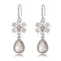Luxury Rose Gold Alloy Crystal Flower Teardrop Dangle Earrings With Rhinestones For Wedding Party
