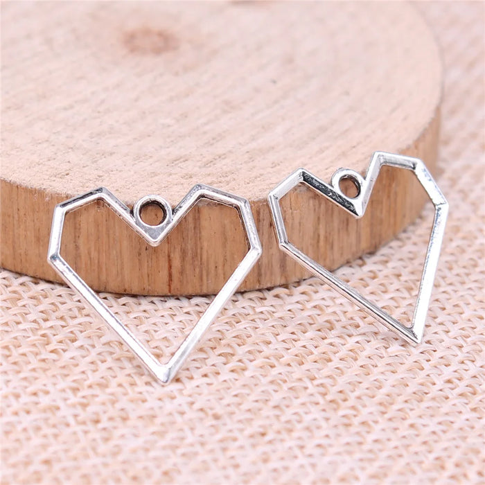 20x20mm 0.47g Multicolor Zinc Alloy Hollow Geometric Heart Charm Pendant for DIY Jewelry Making