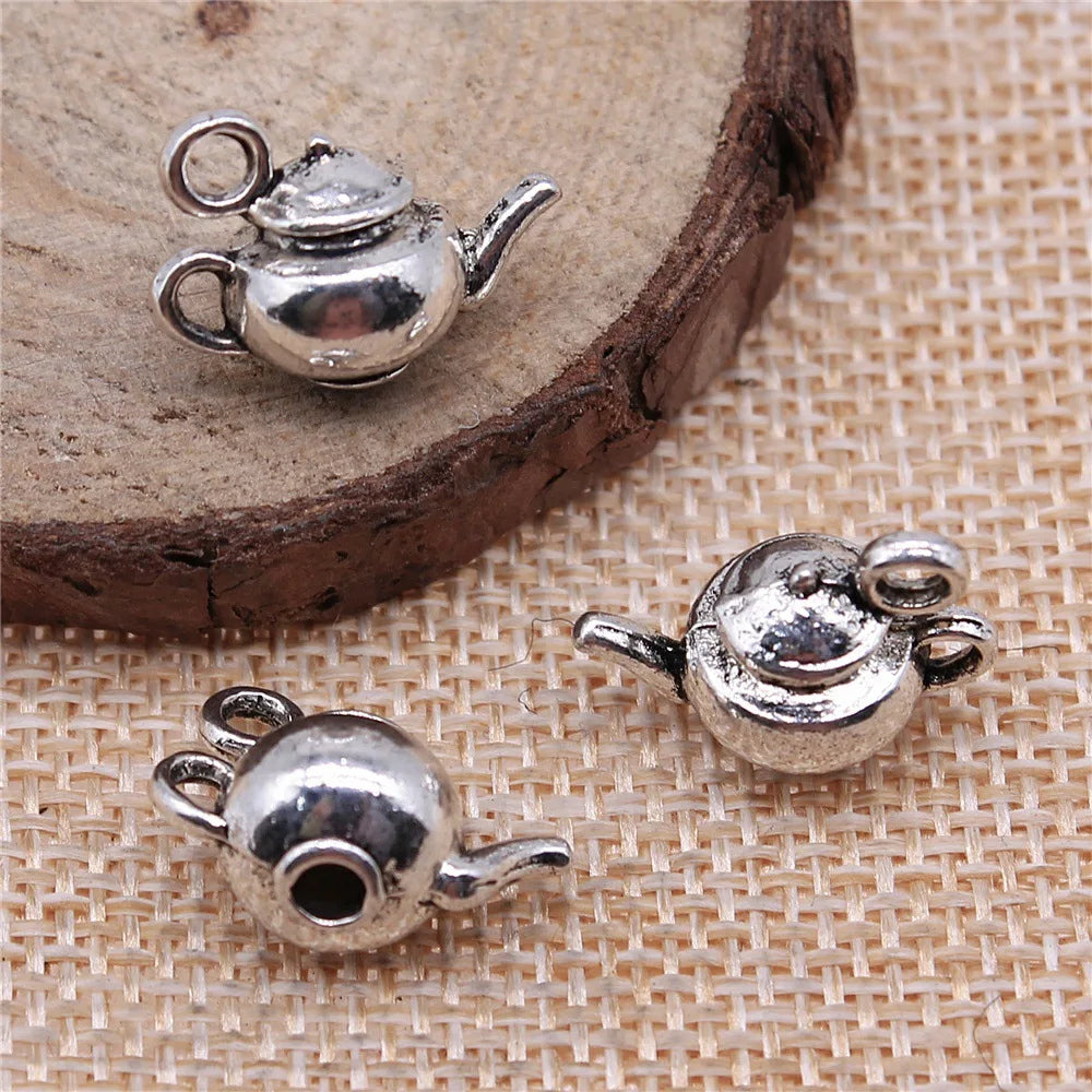 18x13x10mm 3.4g Multicolor Zinc Alloy 3D Teapot Charm Pendant for DIY Bracelet Necklace Making
