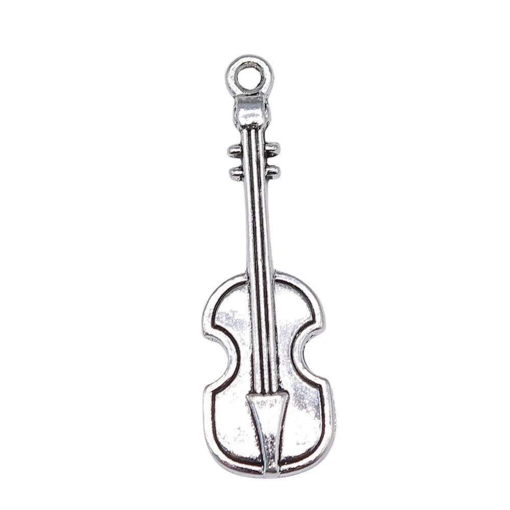42x13mm 2g Antique Silver Zinc Alloy Violin Charm Pendant for DIY Necklace Bracelet Making