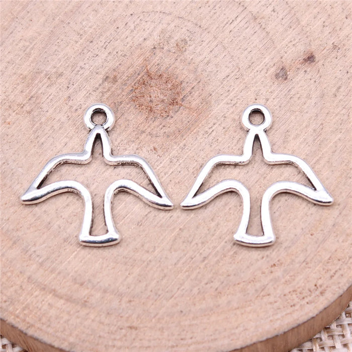 18x18mm 0.56g Antique Silver Zinc Alloy Hollow Peace Dove Charm Pendant for DIY Jewelry Making