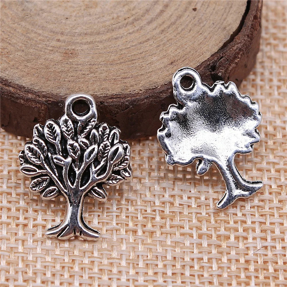22x17mm 1.6g Multicolor Zinc Alloy Tree Charm Pendant for Bracelet Necklace DIY Jewelry Making