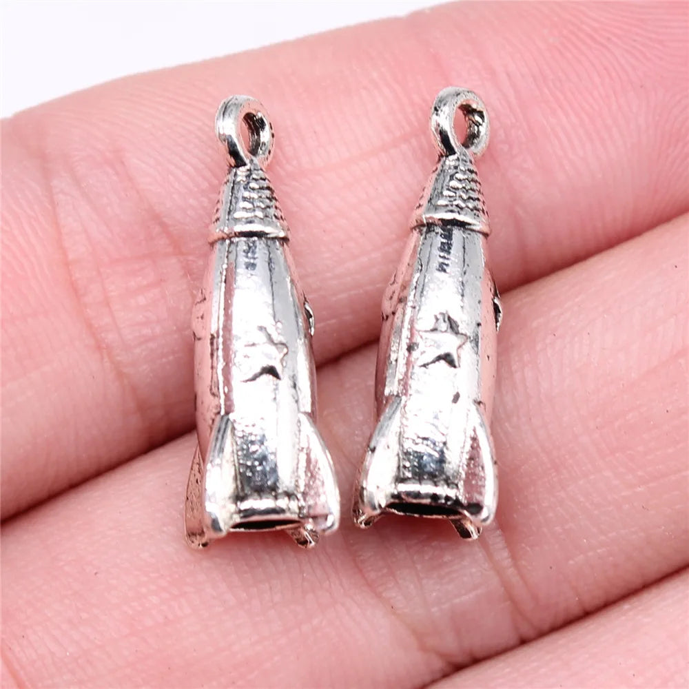 24x9x9mm 3g Multicolor Zinc Alloy Rocket Charm Pendant for DIY Bracelet Necklace Jewelry Making