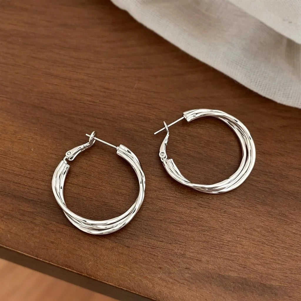 Exaggerated Copper Large Round Geometric Hoop Earrings Minimalist Sweet Cool Fashion Jewelry