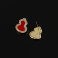 Elegant Red Enamel Gourd Shape Rhinestone Alloy Stud & Clip On No Piercing Light Luxury Earrings