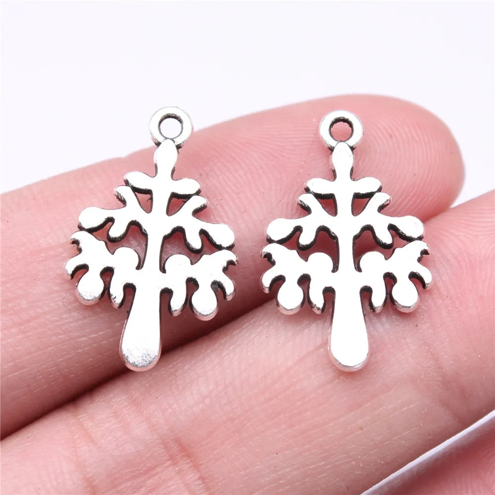 22x14mm 1.1g Antique Silver Zinc Alloy Tree Charm Pendant for DIY Handmade Necklace Bracelet Making
