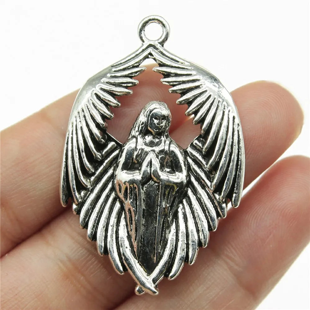43x27mm 6.9g Antique Silver Zinc Alloy Angel Figure Charm Pendant for DIY Jewelry Making