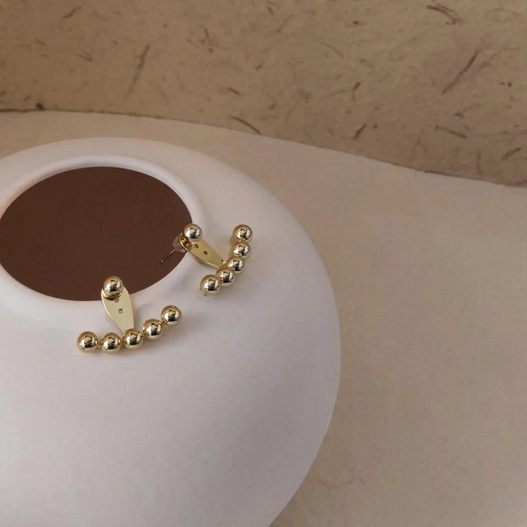 14K Gold Plated Copper Smile Drop Earrings For Women Geometric Round Back Hanging OL Jewelry
