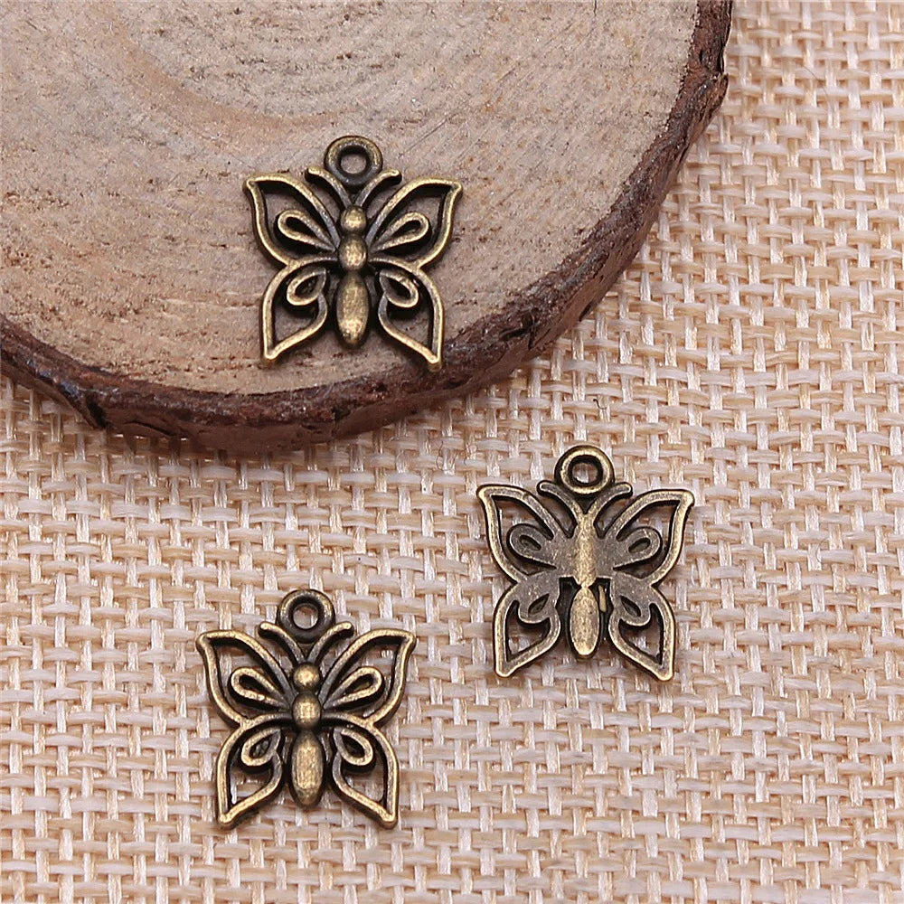 14x13mm 0.8g Multicolor Zinc Alloy Hollow Butterfly Charm Pendant for DIY Bracelet Necklace Making