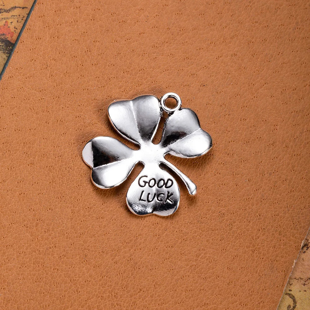27MM Zinc Alloy Four Leaf Clover Charm Pendant for DIY Necklace Bracelet Jewelry Making