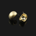 Elegant Brushed Alloy Bean Dome Stud & Clip On No Piercing Commuter Minimalist Metal Earrings