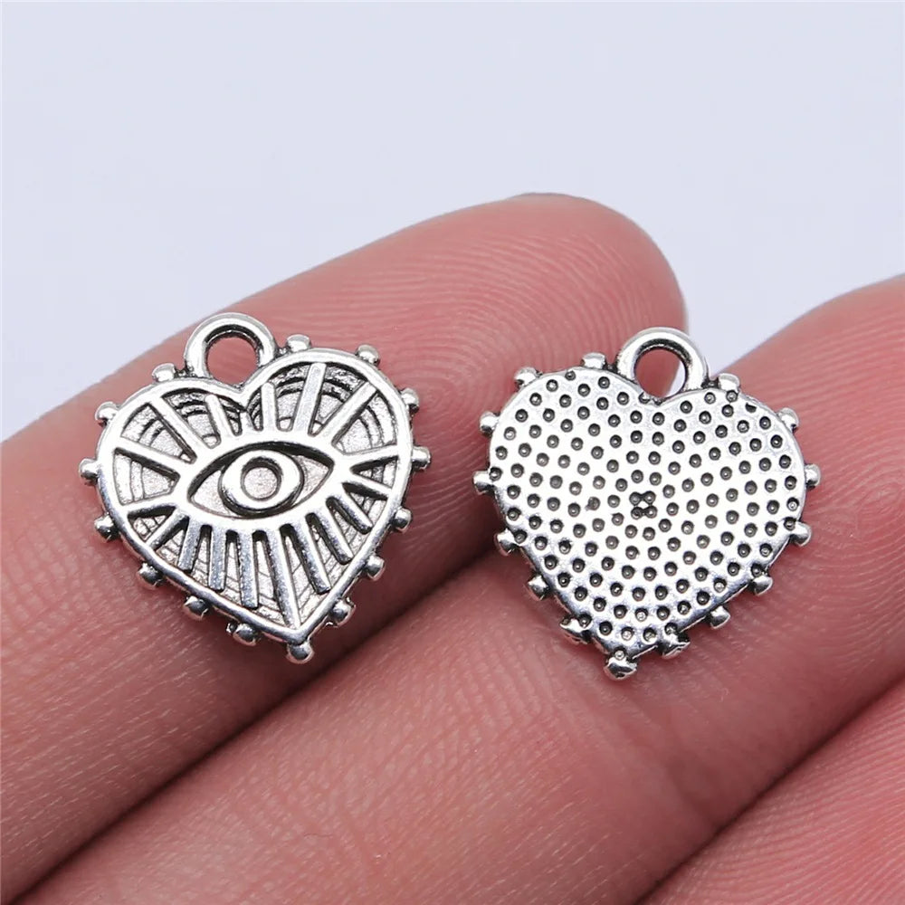 16x15mm 1.2g Multicolor Zinc Alloy Heart Eye Charm Pendant for DIY Necklace Bracelet Making