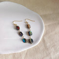 Light Luxury Abalone Shell Geometric Tassel Drop Earrings Handmade Long Irregular Jewelry