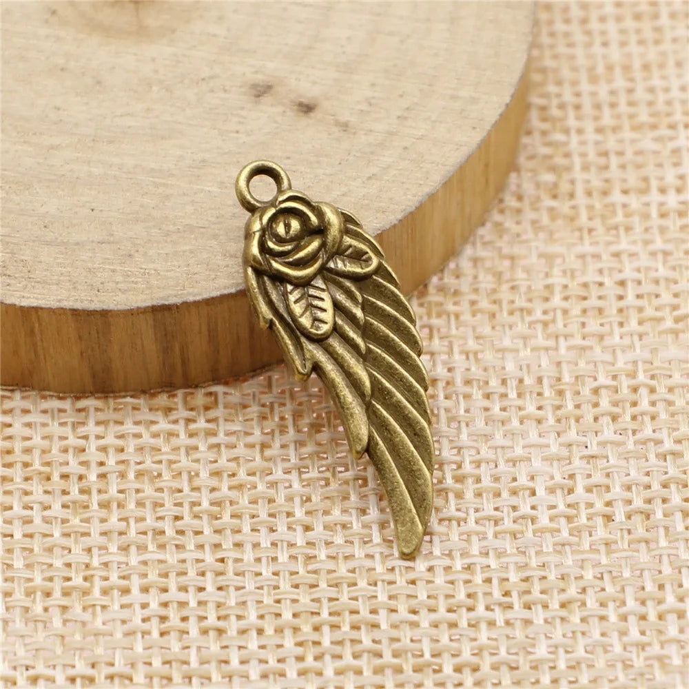 30x12mm 2.3g Multicolor Zinc Alloy Flower Wing Charm Pendant for DIY Necklace Bracelet Making