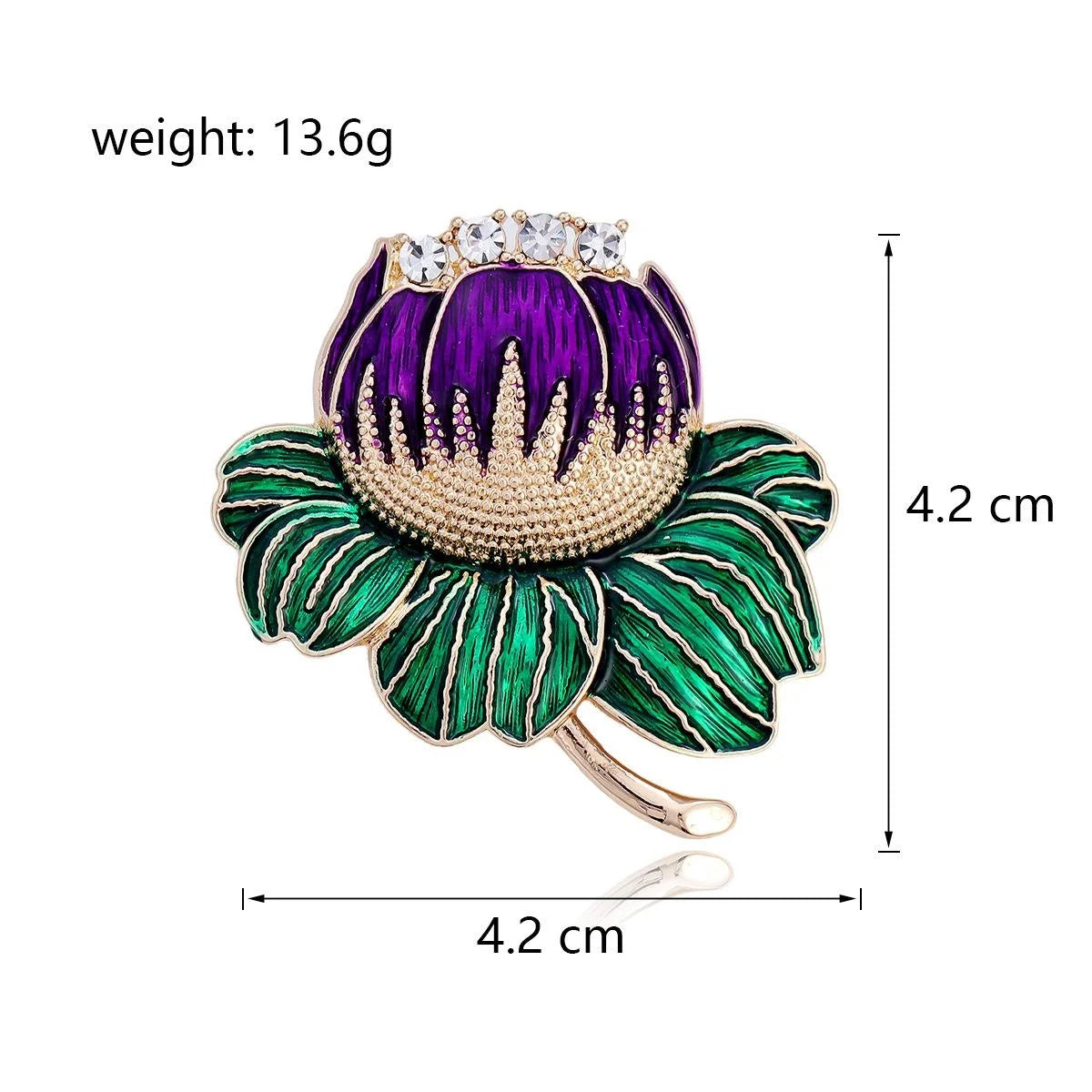 Luxury Enamel Lotus Flower Brooch With Rhinestones, Elegant Plant Lapel Pin Corsage Suit Accessory Gift