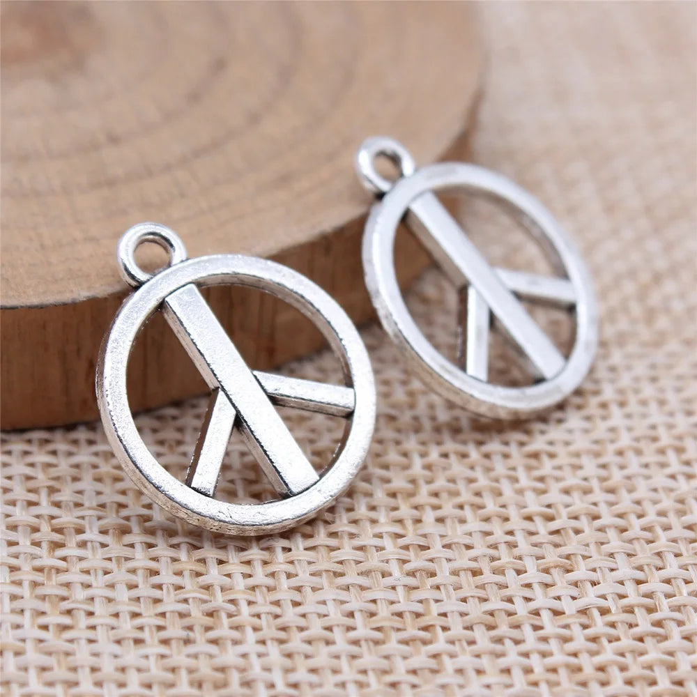 21x17mm 1.57g Multicolor Finish Zinc Alloy Peace Symbol Charm Pendant for Bracelet Necklace DIY Jewelry